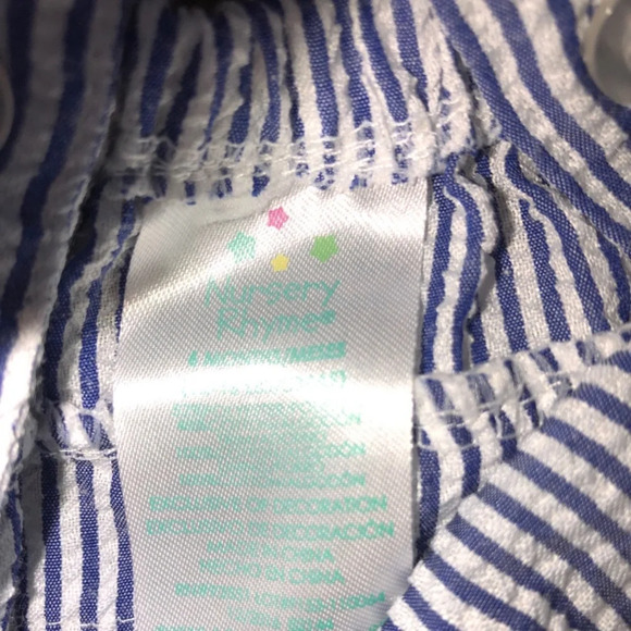 Nursery Rhymes Little Girl 6 Months Preppy Striped Whale Seersucker romper - Picture 6 of 6